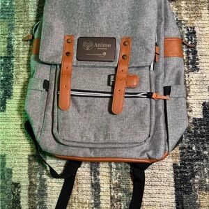Animo Gray and Tan Men's Backpack